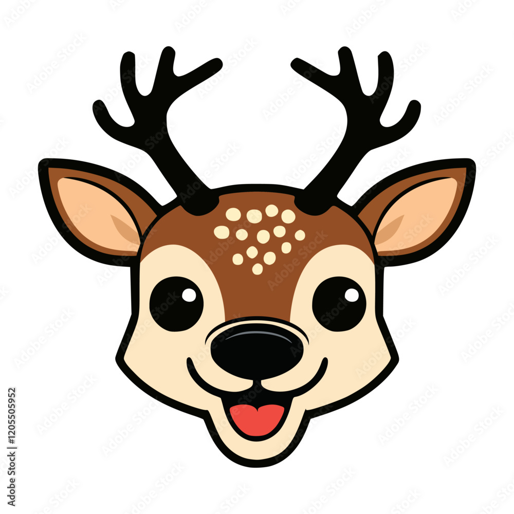 Obraz premium deer head wild animal cartoon character flat color vector illustration template design