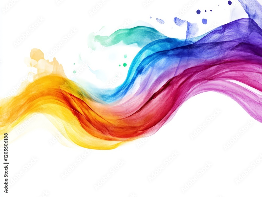 A vibrant, colorful wave of flowing abstract shapes on a white background. A vibrant, colorful wave of flowing abstract shapes on a white background.