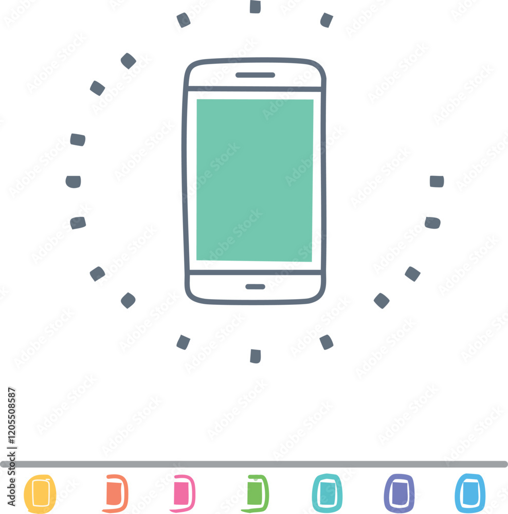 Film & Videoset of doodle mobile phone icon design illustration. line application