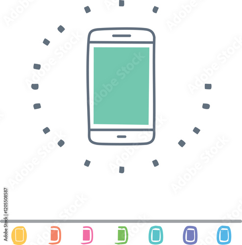 Obraz na płótnie Film & Videoset of doodle mobile phone icon design illustration. line application w salonie