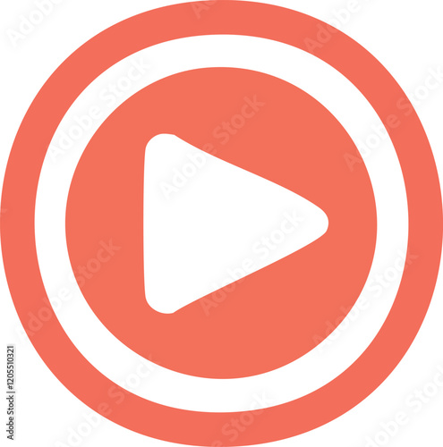 Film & VideoStart video or music play button icon vector red peach color simple graphic