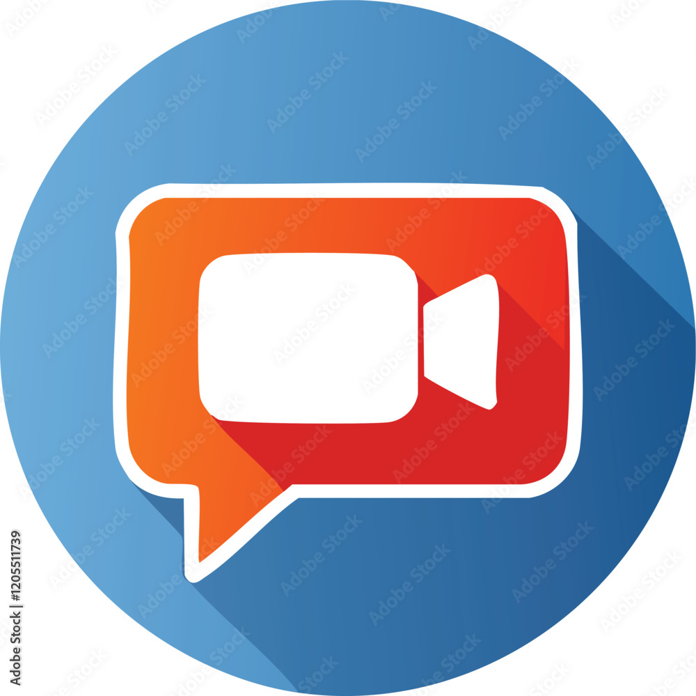 Film & VideoVideo call icon with long shadow. Social media camera button vector Film & VideoVideo call icon with long shadow. Social media camera button vector