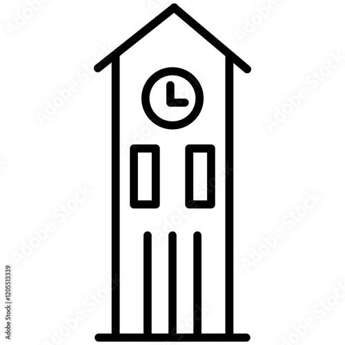 Clock Tower Line Icon Style