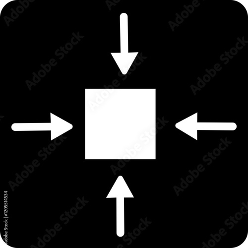 Minimize icon.Minimize icon rally compact size small scale arrows icons . shrink icon resize in arrows.minimize icon four 4 arrows icon meeting point.Minimize Icon with reflection on white background.