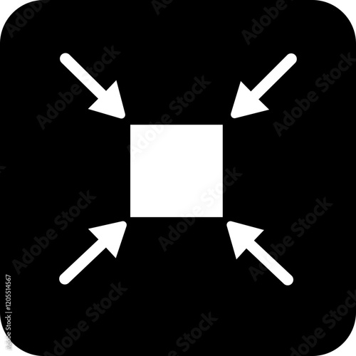 Minimize icon.Minimize icon rally compact size small scale arrows icons . shrink icon resize in arrows.minimize icon four 4 arrows icon meeting point.Minimize Icon with reflection on white background.