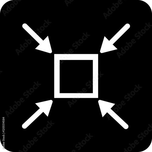 Minimize icon.Minimize icon rally compact size small scale arrows icons . shrink icon resize in arrows.minimize icon four 4 arrows icon meeting point.Minimize Icon with reflection on white background.