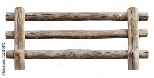 old wooden fence, weathered wood railing, farm yard garden fence, transparent background, cutout png