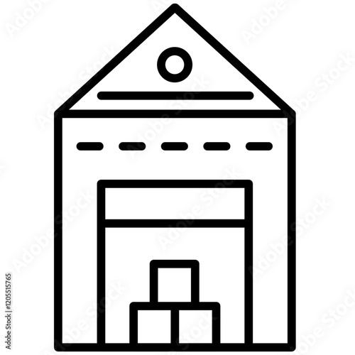 Warehouse Line Icon Style