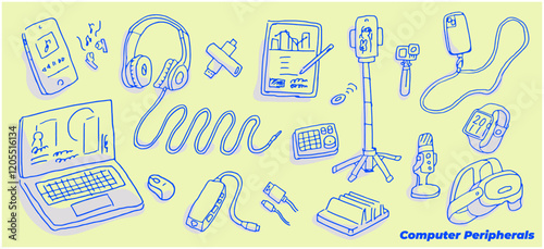 Computer peripherals such as laptops and earphones