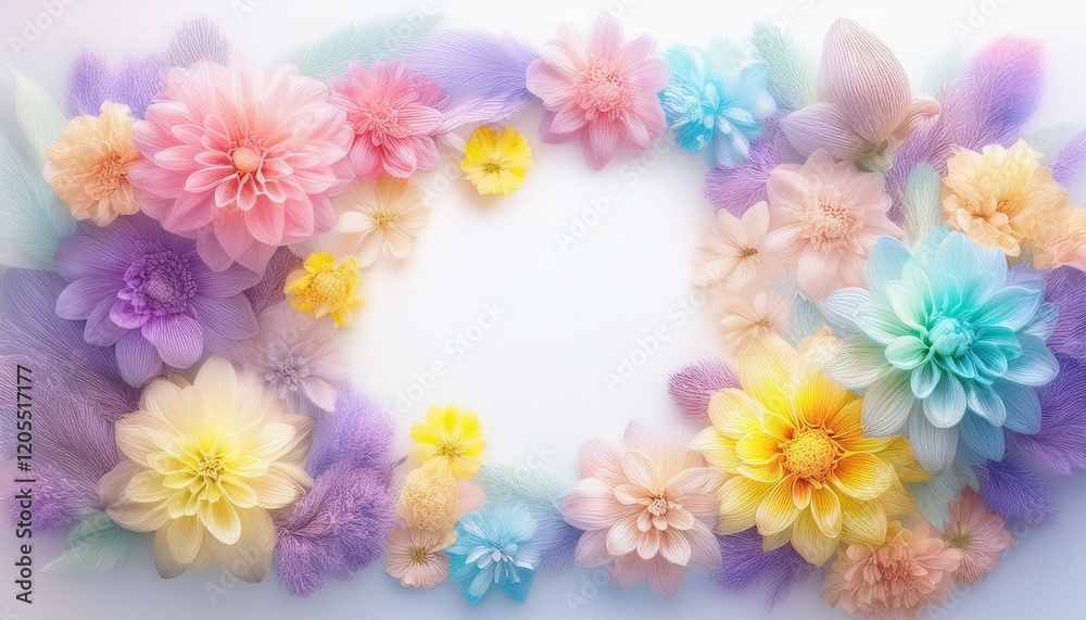 creative beautiful flowers frame isolated on a white background creative beautiful flowers frame isolated on a white background