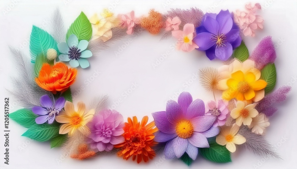 creative beautiful flowers frame isolated on a white background creative beautiful flowers frame isolated on a white background