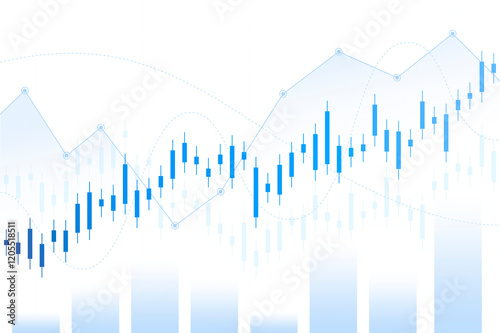 Blue Financial Chart Graph with Candlesticks