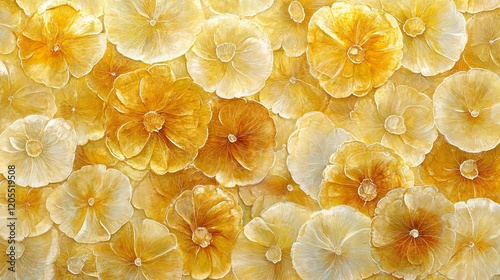 Golden Yellow Flower Petals Abstract Art Background