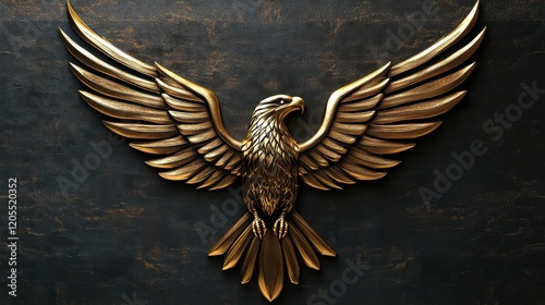 Sophisticated Golden Eagle Logo Design in 3D With Glowing Effect photo