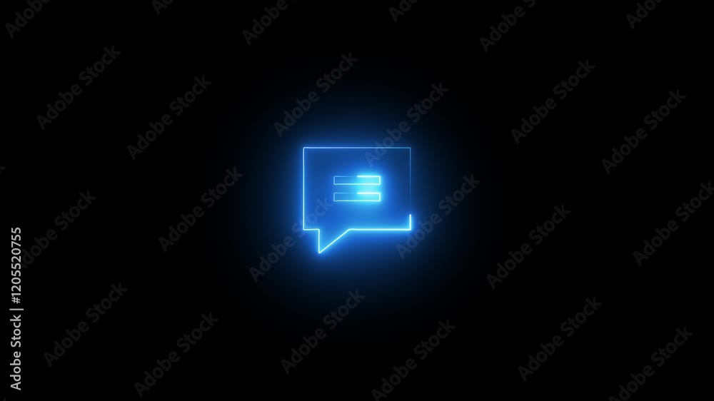 neon glowing Massage icon animation video on a black background.
