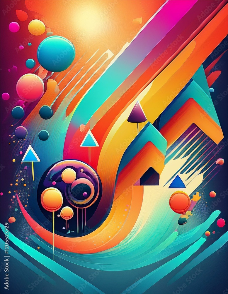 Obraz premium fond pour affiche flyer création graphique collage couleur en ia bulles et énergie 70's 