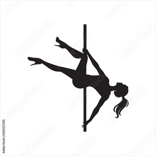 Elegant Pole Dance Vector Illustration
