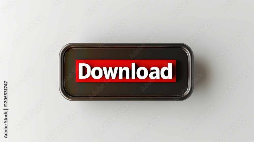 3D 'Download' Button Icon on Simple Background 3D 'Download' Button Icon on Simple Background
