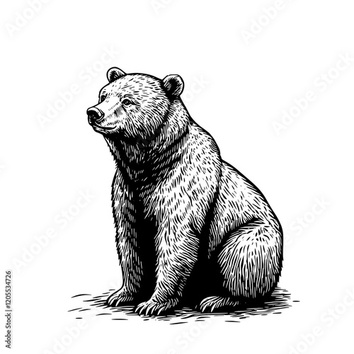 Whispering woods unveil the majestic bear sitting peacefully in nature’s embrace at twilight