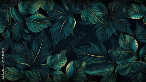 Emerald and Gold Tropical Leaves