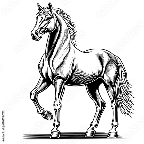 Majestic horse in a graceful stance, showcasing strength and beauty against a minimalist background photo