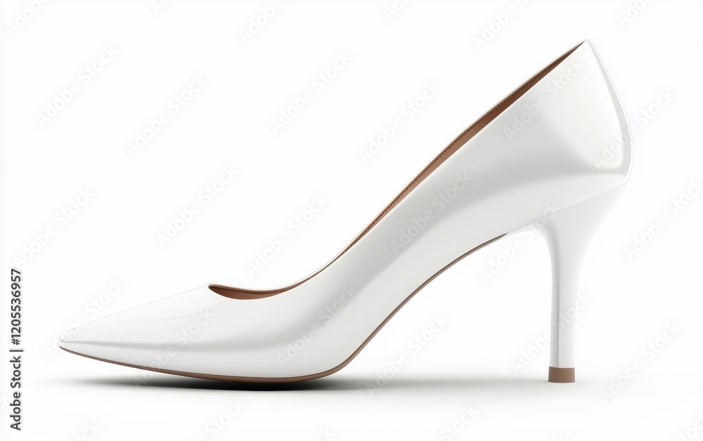 high-heeled shoe with a pointed toe and glossy finish on a clean white background high-heeled shoe with a pointed toe and glossy finish on a clean white background