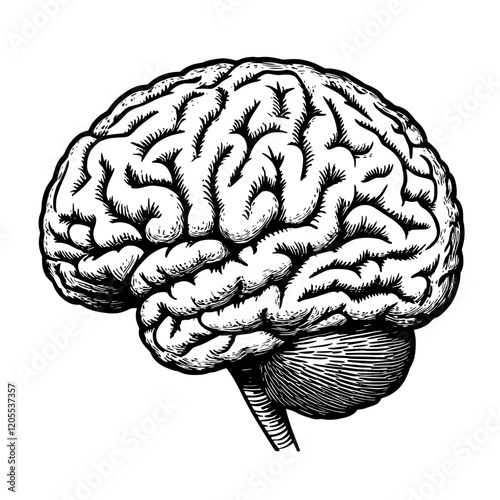 Intricate details of a human brain showcasing the complexity of thought processes and creativity in an artistic representation