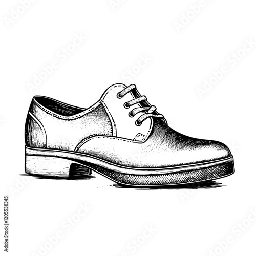 Vintage men's dress shoe design showcasing elegant craftsmanship and impeccable detail in a classic monochrome style