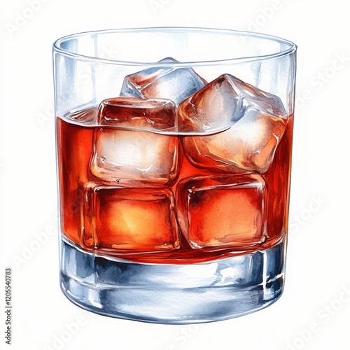 Bourbon glass, isolated on white background. Generative AI