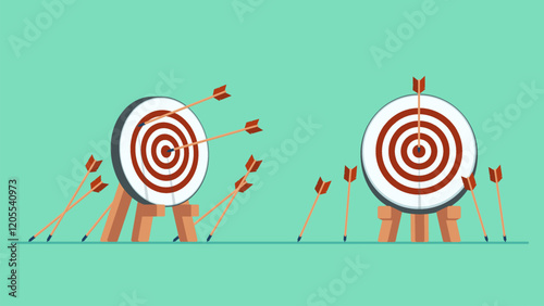 The arrow hits the target. Business finance target, goal of success, target achievement concept.