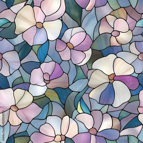 Seamless floral mosaic style pattern