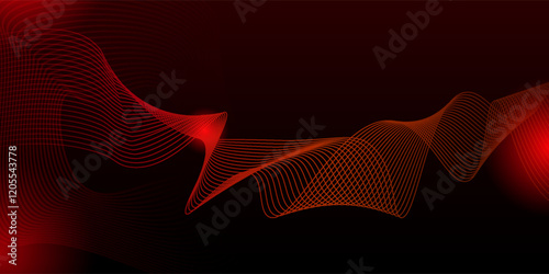 Glowing abstract wave on dark, shiny motion, magic space light. Vector techno abstract background