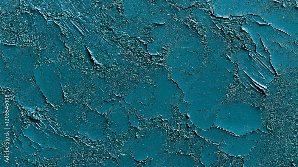 Fototapeta premium Abstract Teal Textured Wall Background, Cracked Plaster, Grunge Design