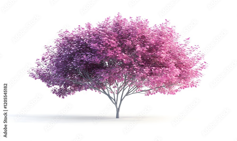Obraz premium Pink purple tree, isolated, studio, digital rendering, design