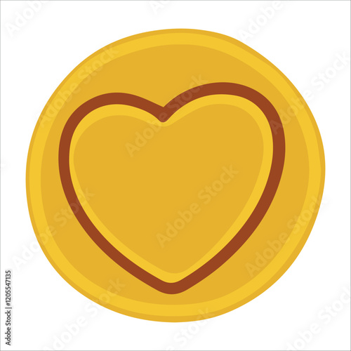 A delightful dalgona candy featuring a heart design in its center. Represents care and focus in the traditional candy carving game