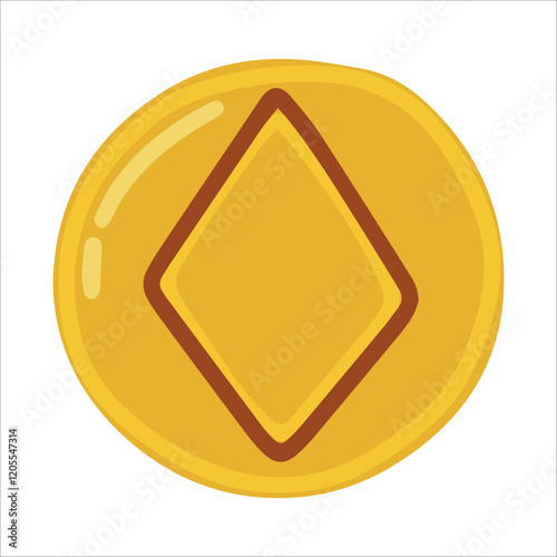 A dalgona sugar candy featuring a diamond shape at its center. Symbolic of precision and the complexity of the Korean candy challenge game