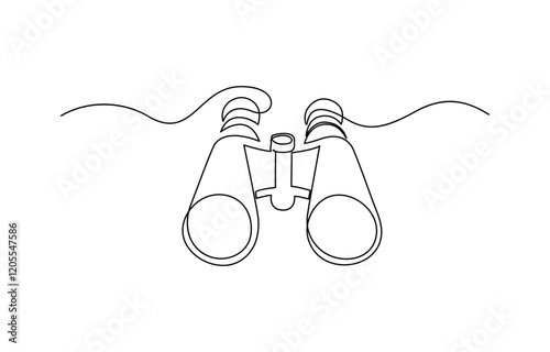 Continuous single one line of binoculars. Vector illustration, Binocular continuous single line drawing. Vector illustration, Binoculars Line Icon.