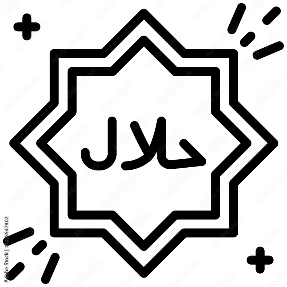 Halal Icon, Line style icon vector illustration, Suitable for website, mobile app, print, presentation, infographic and any other project. Halal Icon, Line style icon vector illustration, Suitable for website, mobile app, print, presentation, infographic and any other project.