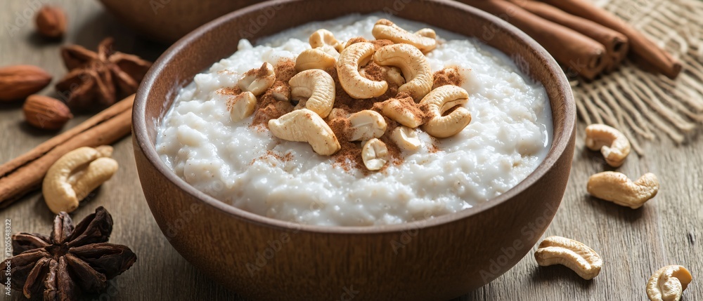 Creamy Rice Pudding with Cashews and Cinnamon Creamy Rice Pudding with Cashews and Cinnamon