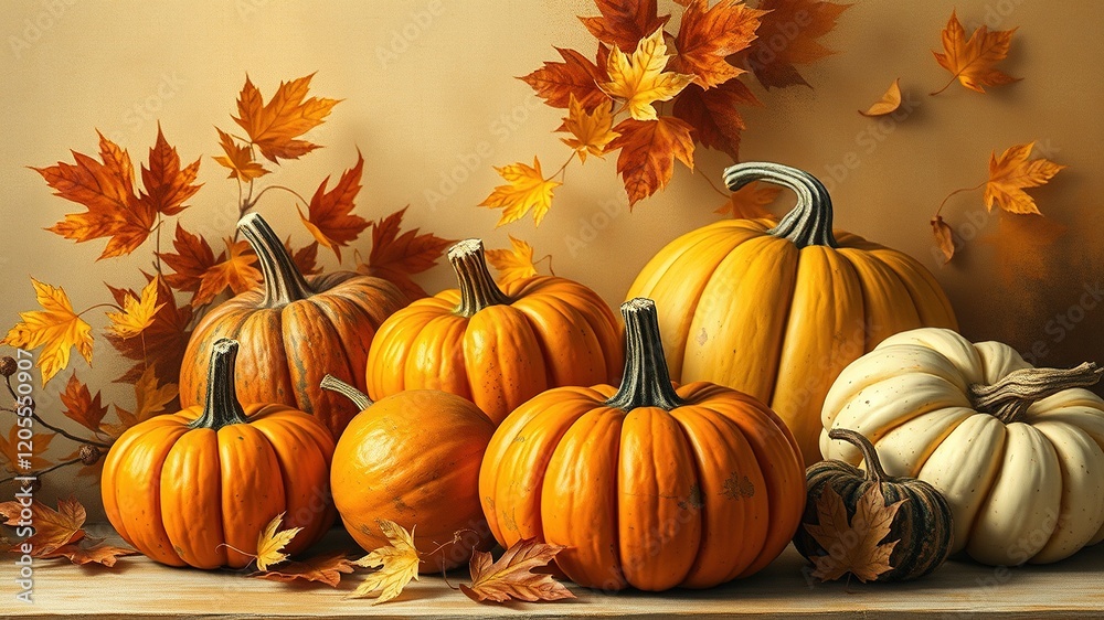 Autumn Pumpkin Still Life - Abstract Grunge Art