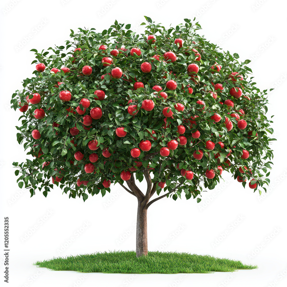 Apple tree with ripe red apples, lush green leaves, and vibrant foliage Apple tree with ripe red apples, lush green leaves, and vibrant foliage