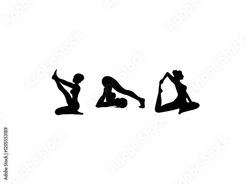 silhouette of a woman doing yoga exercise Yoga vector image Yoga poses.