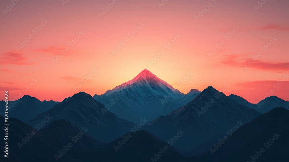 Fototapeta premium Majestic Sunrise Over Mountain Range in Serene Landscape