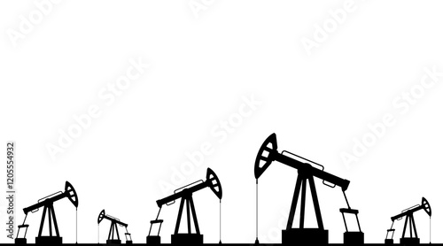 Silhouette oil platforms isolated on white background