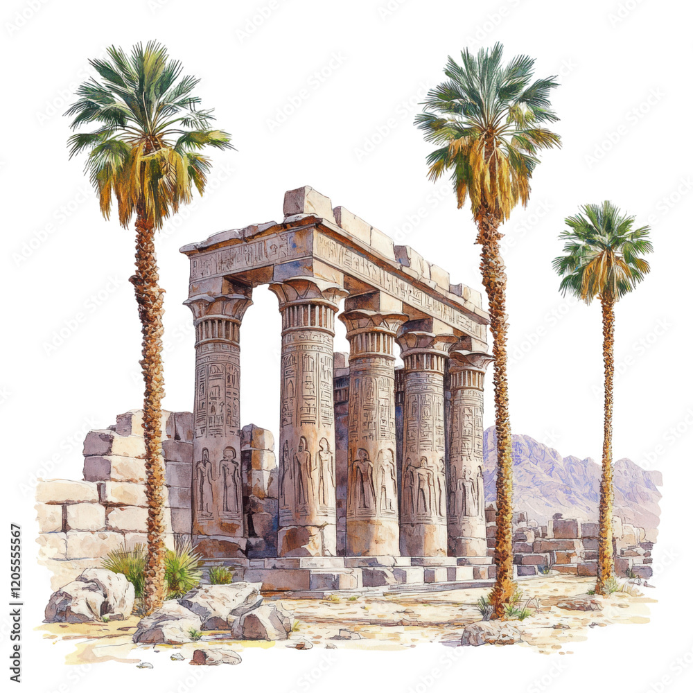 Obraz premium Egypt Landmark Clipart Vector Illustration