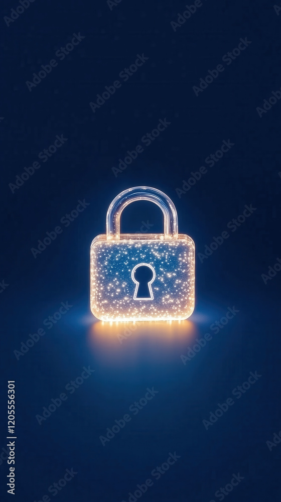 Fototapeta premium glowing lock icon representing online security and protection