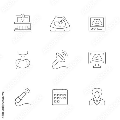 Set line icons of ultrasound examination