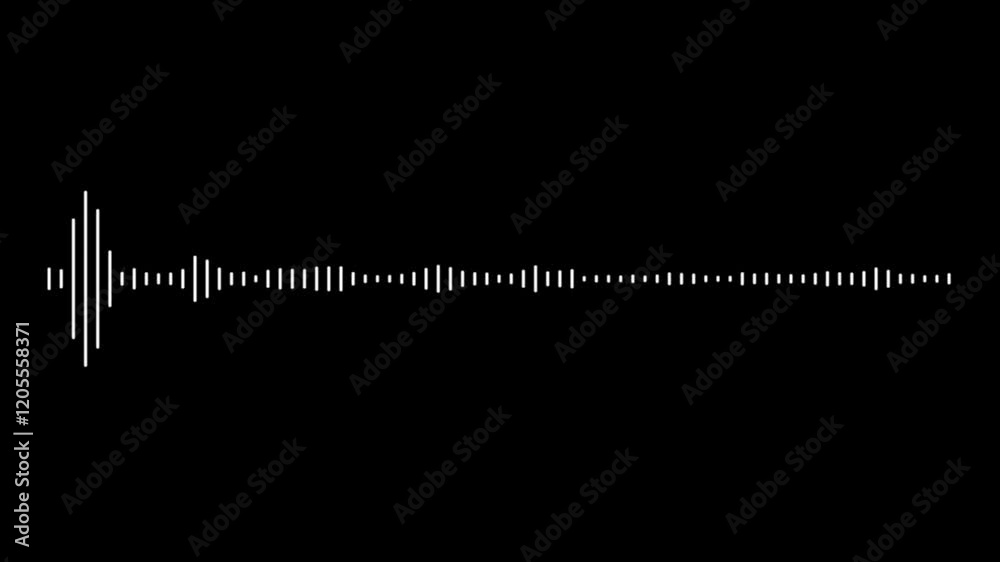 4K Audio spectrum simulation white on black background. White audio waveform spectrum animation on a black background. black video footage of audio visualizer on black background. 4K Audio spectrum simulation white on black background. White audio waveform spectrum animation on a black background. black video footage of audio visualizer on black background.