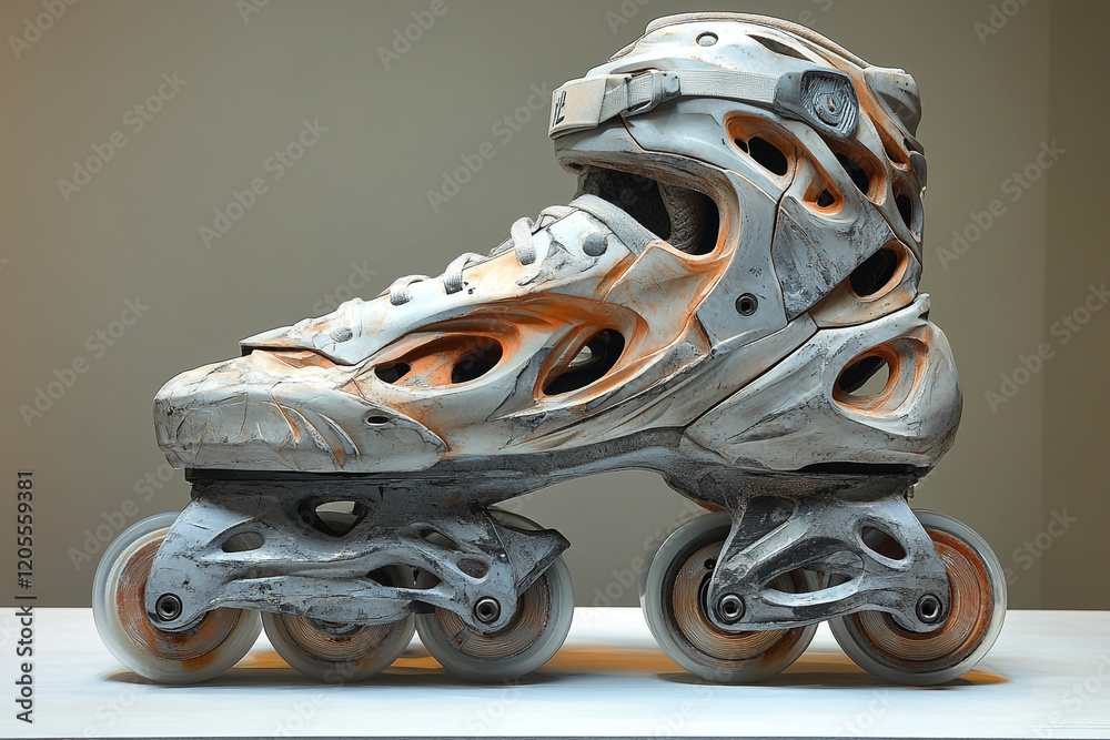 Fototapeta premium Worn Inline Skate Rollerblade Aggressive Design