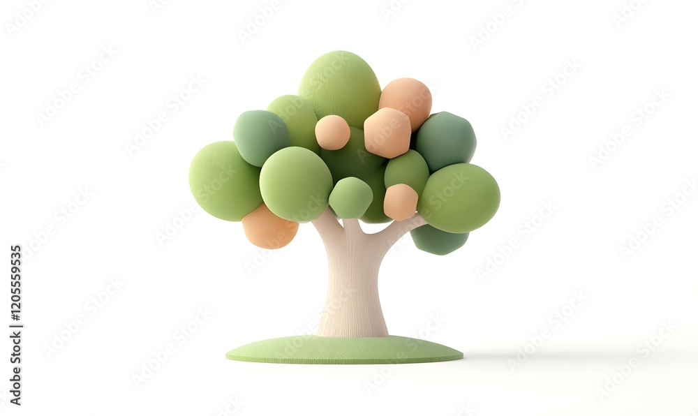 Stylized 3D tree model on white background Stylized 3D tree model on white background